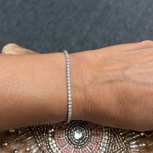 Solid 14K White Gold Tennis Bracelet 1.5mm 7.5”
